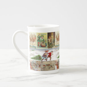 Christmas Mug,  Vintage Santa, Merry Christmas Bone China Mug