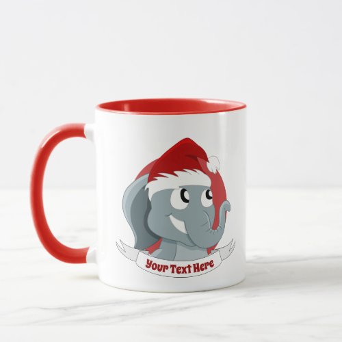 Christmas mug with cute cartoon elephant