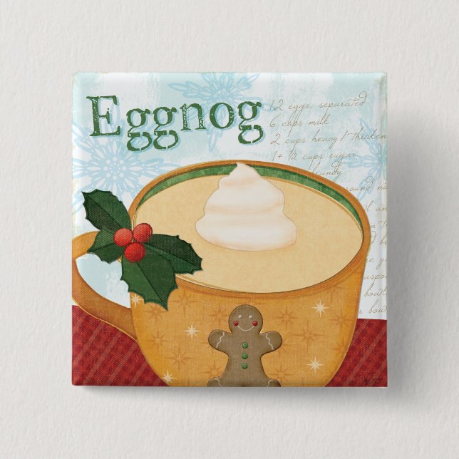Christmas Mug with Eggnog Pinback Button (Front)