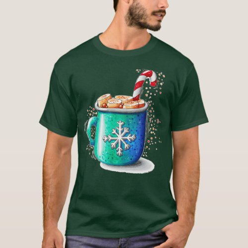 Christmas Mug With Hot Chocolates And Marshmallows T_Shirt