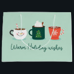 Christmas Mugs Holiday Large Gift Bag<br><div class="desc">This gift bag features cute illustrated holiday mugs to give a warm hug to friends and family.</div>
