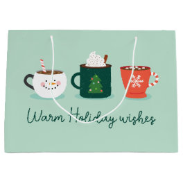 Christmas Mugs Holiday Large Gift Bag
