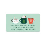 Christmas Mugs Return Address label<br><div class="desc">This label features cute illustrated holiday mugs to give a warm hug to friends and family.</div>