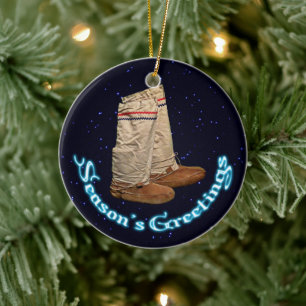 Christmas Mukluks Ceramic Ornament