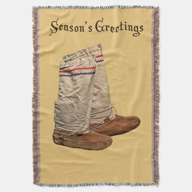 Christmas Mukluks Throw Blanket (Front Vertical)