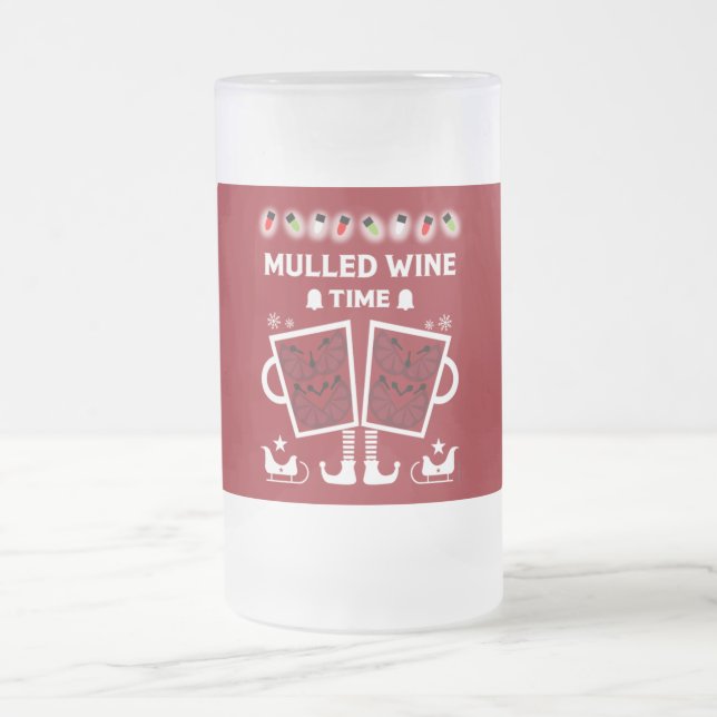 Christmas Mulled Red Wine Glühwein    Frosted Glass Beer Mug (Center)