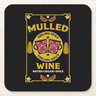 Christmas Mulled Red Wine  Square Paper Coaster