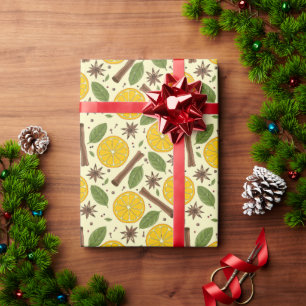Christmas mulled wine spicy light yellow wrapping paper