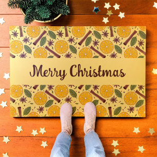 Christmas mulled wine spicy yellow doormat
