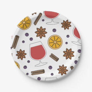 Christmas mulled wine with spices paper plates