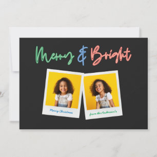 Christmas multi photo bright modern colorful neon announcement