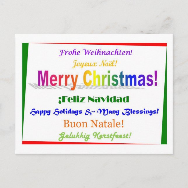 Christmas - Multilingual Holiday Postcard (Front)