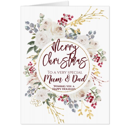 Christmas Mum and Dad Floral Oversized Card