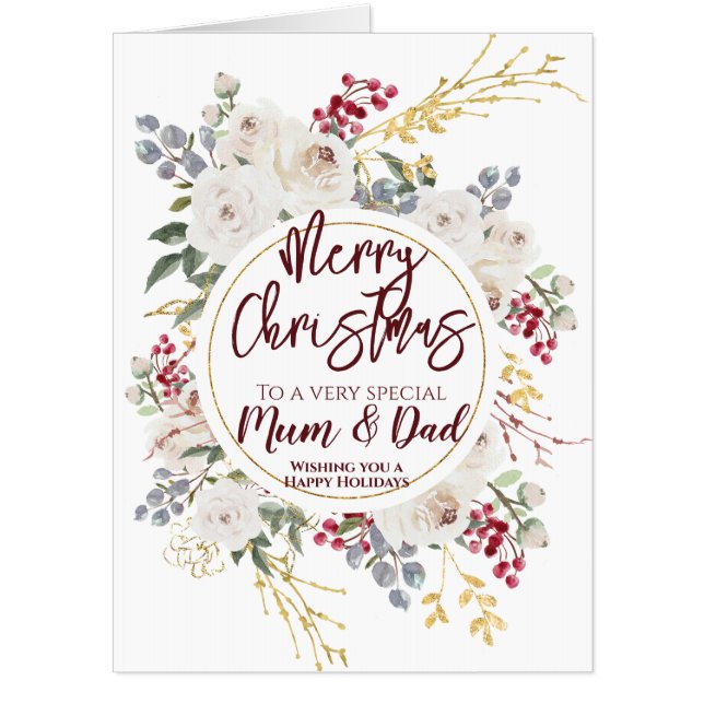 Christmas Mum and Dad Floral Oversized Card (Front)