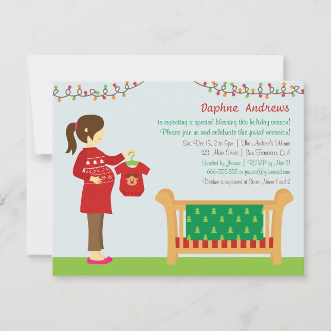 Christmas Mum Baby Shower Party Invitations (Front)