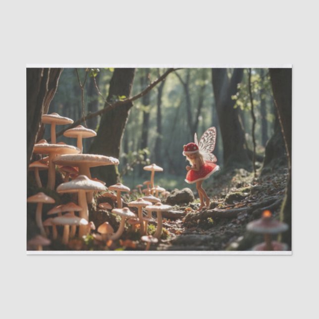 Christmas Mushroom Fairy Decoupage Tissue Paper (Front)