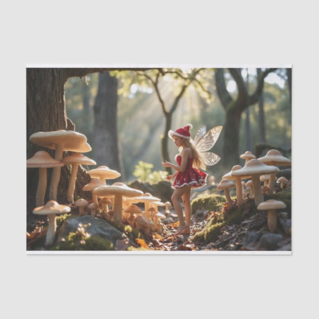 Christmas Mushroom Fairy Decoupage Tissue Paper (Front)