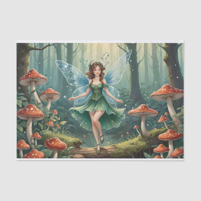 Christmas Mushroom Fairy Decoupage Tissue Paper (Front)