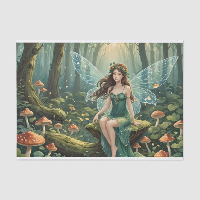 Christmas Mushroom Fairy Decoupage Tissue Paper (Front)