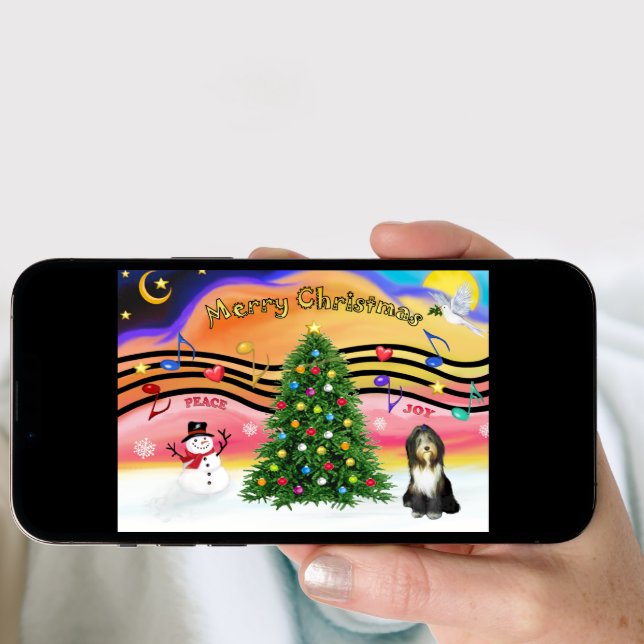 Christmas Music 2 - Bearded Collie 9 Holiday Card (Front Digital)