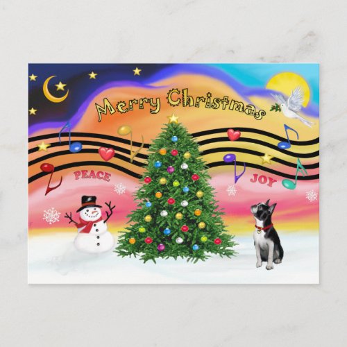 Christmas Music 2 _ BostonTerrier2 Holiday Postcard