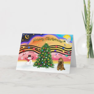 Christmas Music 2 - Cocker Spaniel (brown) Holiday Card