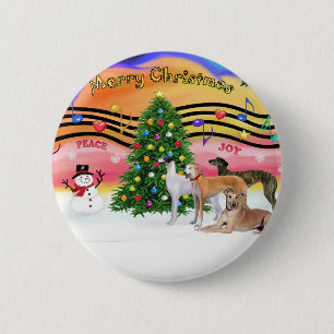 Christmas Music 2 - Greyhounds (four) Pinback Button