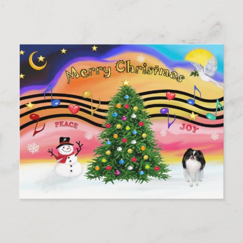 Christmas Music 2 _ Japanese Chin Holiday Postcard