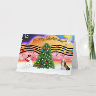 Christmas Music 2 - Lhasa Apso (Brown-white) Holiday Card