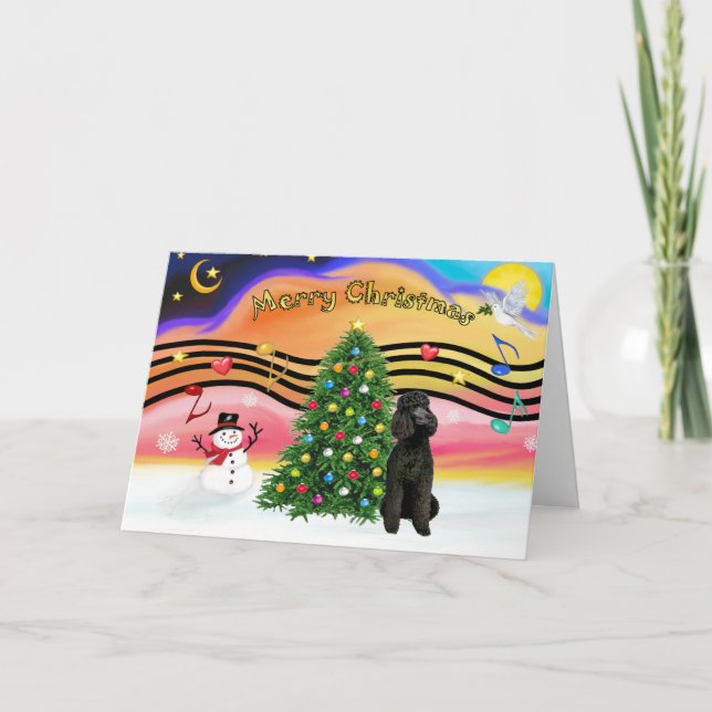 Christmas Music 2-Poodle-Black Standard Holiday Card (Front)