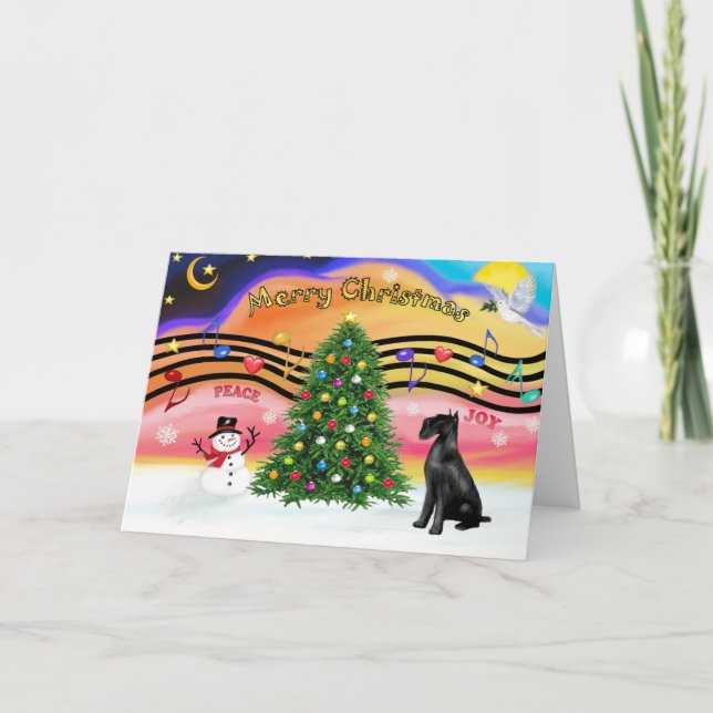 Christmas Music 2 - Schnauzer (Giant black) Holiday Card (Front)