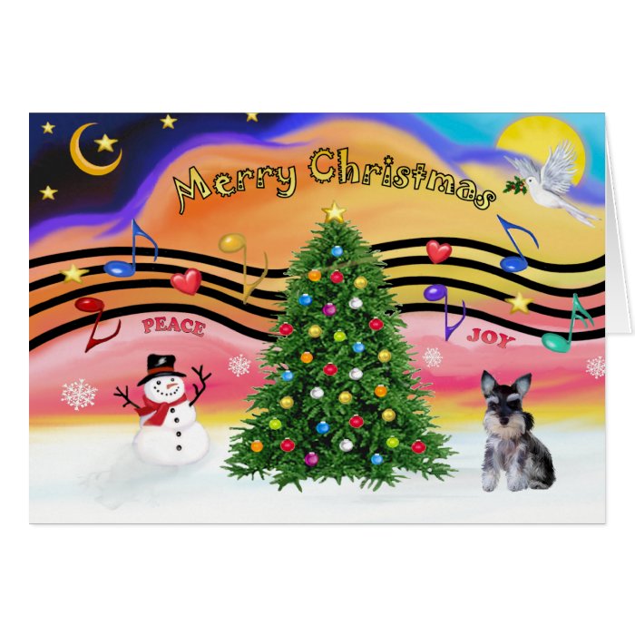 Christmas Music 2   Schnauzer Puppy Greeting Cards