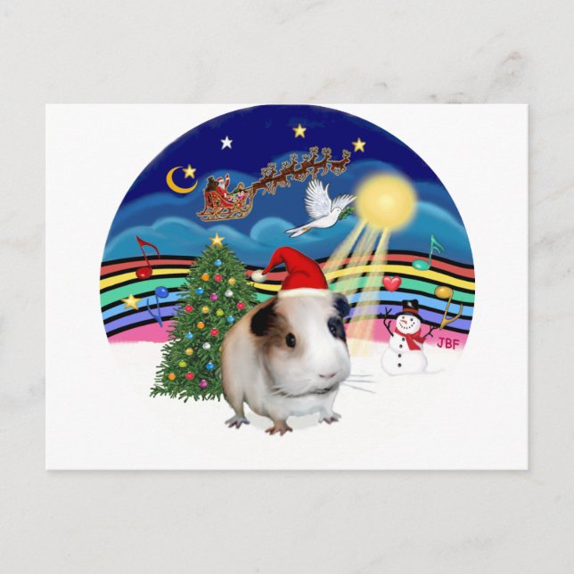 Christmas Music 3 - Guinea Pig 1 (hat) Holiday Postcard (Front)