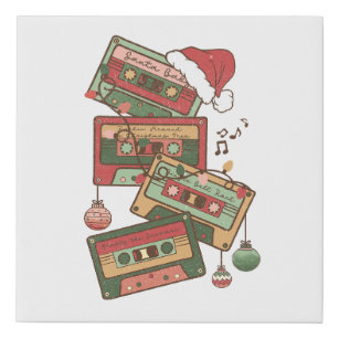 Christmas Music Cassette Tapes Faux Canvas Print