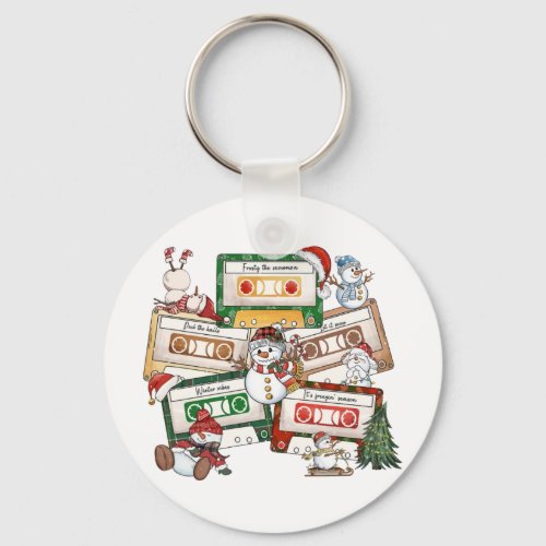 Christmas Music Cassette Tapes Keychain