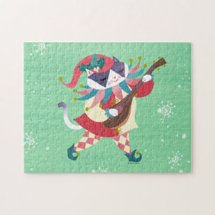 Christmas Music Elf Cat Jigsaw Puzzle