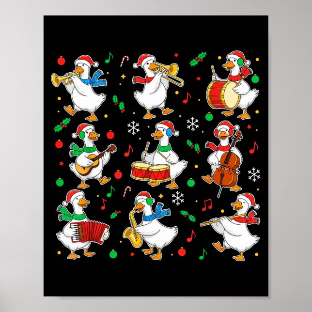 Christmas Music Goose Teacher Shirt, Holiday Music Poster (Front)