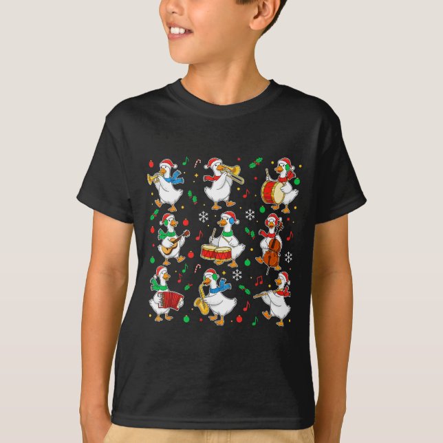 Christmas Music Goose Teacher Shirt, Holiday Music T-Shirt (Front)