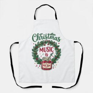 Christmas Music Is Jam Jar Pine Wreath Headphones Apron