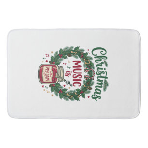 Christmas Music Is Jam Jar Pine Wreath Headphones Bath Mat
