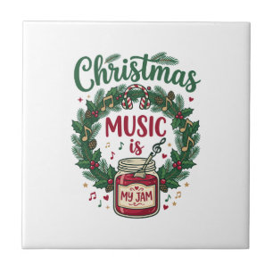 Christmas Music Is Jam Jar Pine Wreath Headphones Ceramic Tile