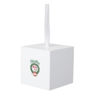 Christmas Music Is Jam Jar Pine Wreath Headphones Cube Ornament