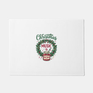 Christmas Music Is Jam Jar Pine Wreath Headphones Doormat