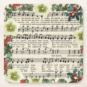 Christmas Music, Joy to the World, Square Paper Coaster