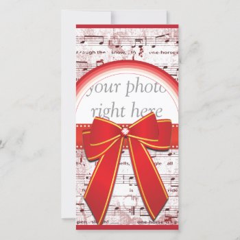 Christmas Music Note With Red Ribbon Photo Card by antico at Zazzle