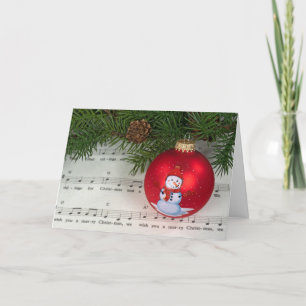 Christmas Music with Snowman Ornament Holiday Card