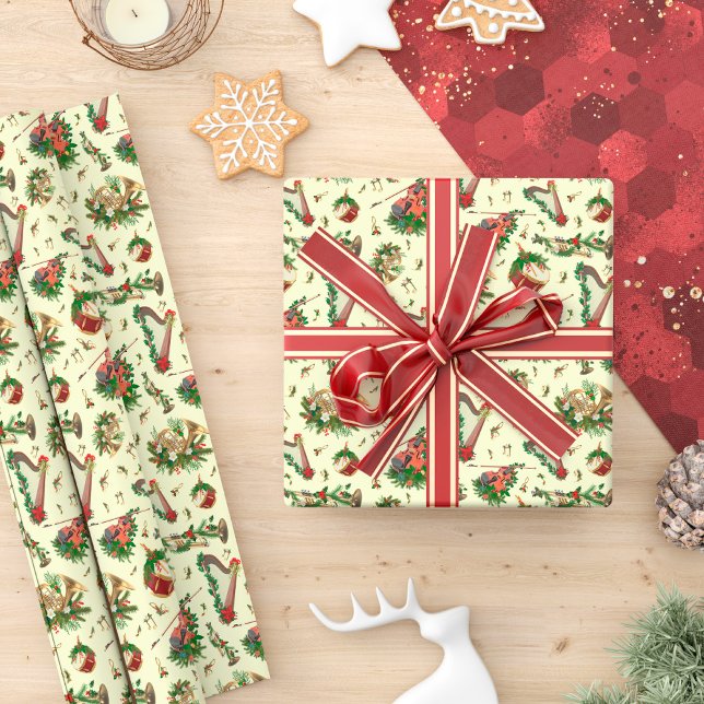Christmas Musical Instruments Festive Pattern Wrapping Paper (Creator Uploaded)