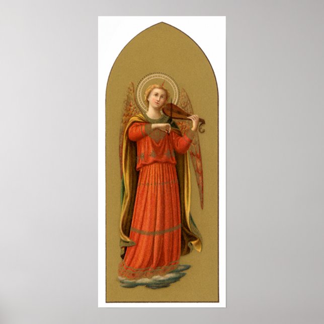 Christmas Musician Angels, Vintage Renaissance Poster (Front)