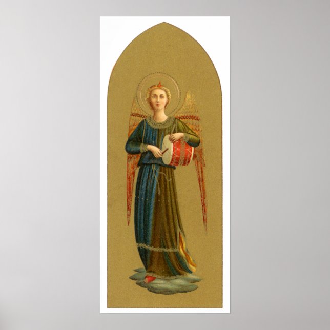 Christmas Musician Angels, Vintage Renaissance Poster (Front)