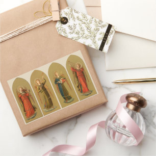 Christmas Musician Angels, Vintage Renaissance Rectangular Sticker